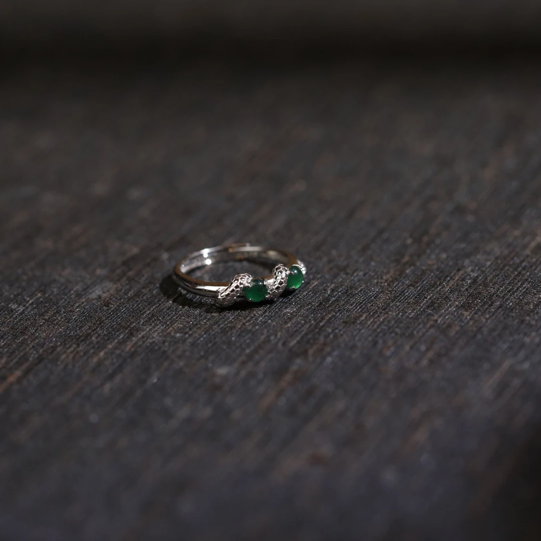 蛇如意|翡翠*戒指*S925银镶嵌LYC25020419多样性发其一