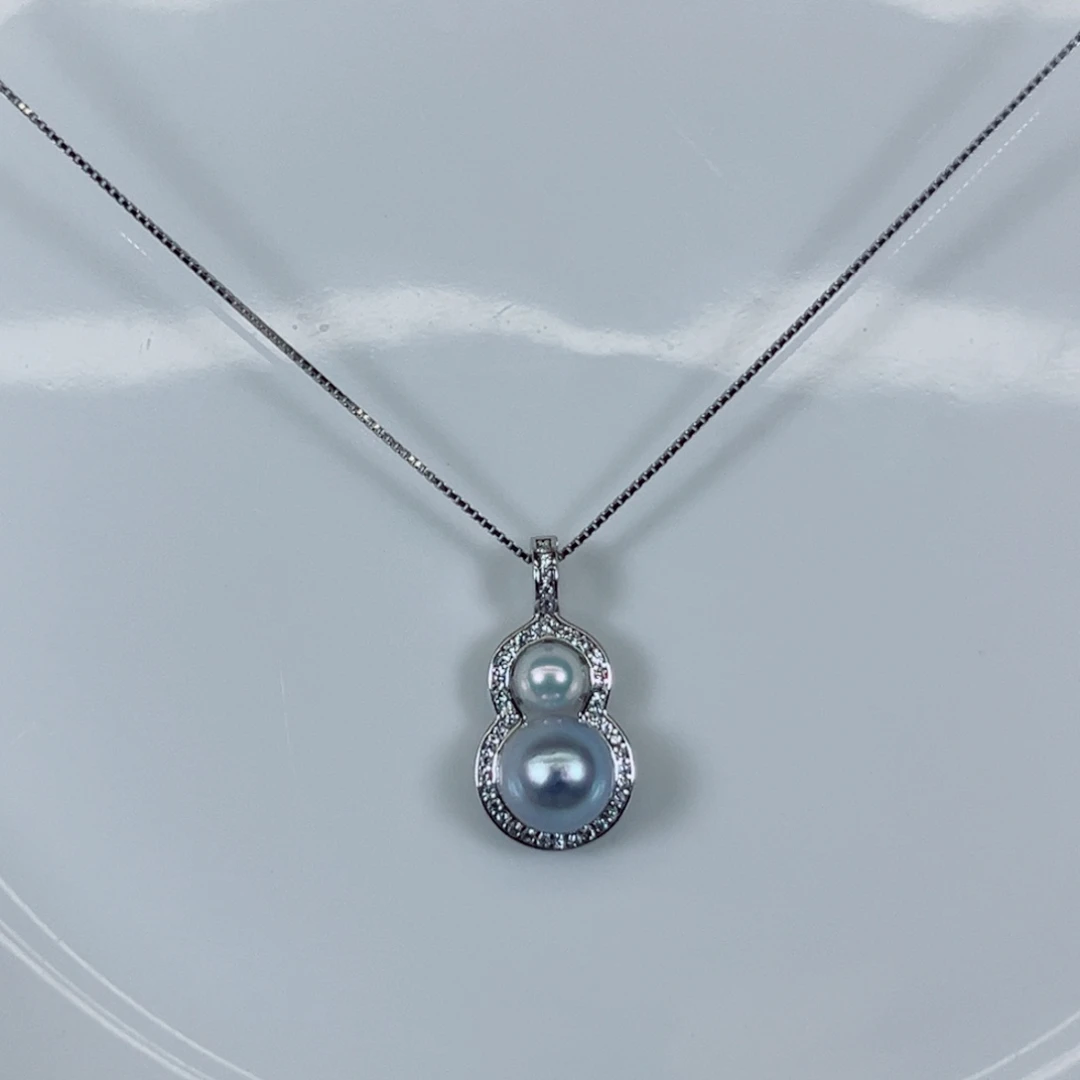 海水珍珠银S925镶嵌颈饰加淡水