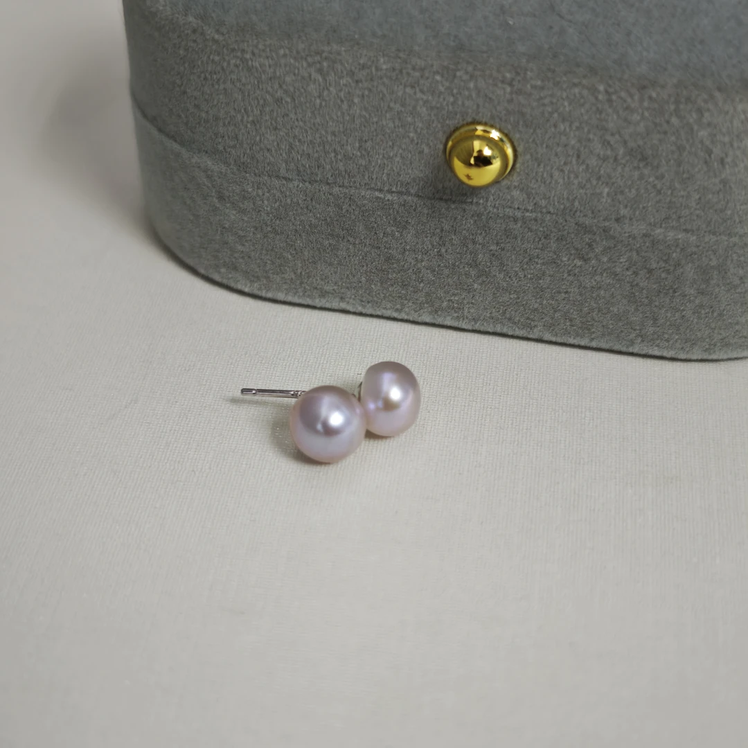 R211淡水珍珠 紫珠馒头耳钉 多样性发一