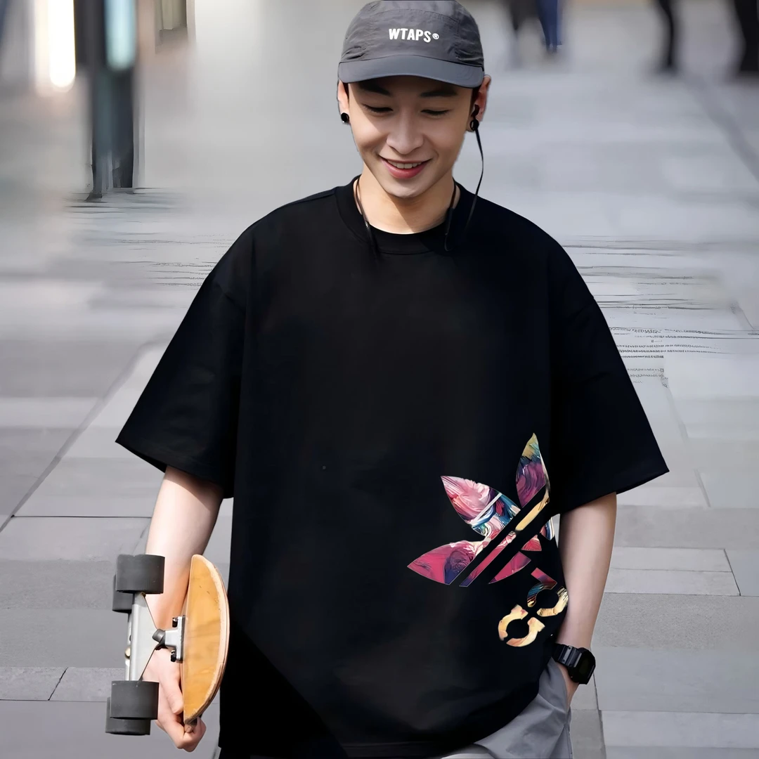 夏季情侣圆领跑步健身运动纯棉T恤潮流百搭男士休闲短袖t恤情侣装