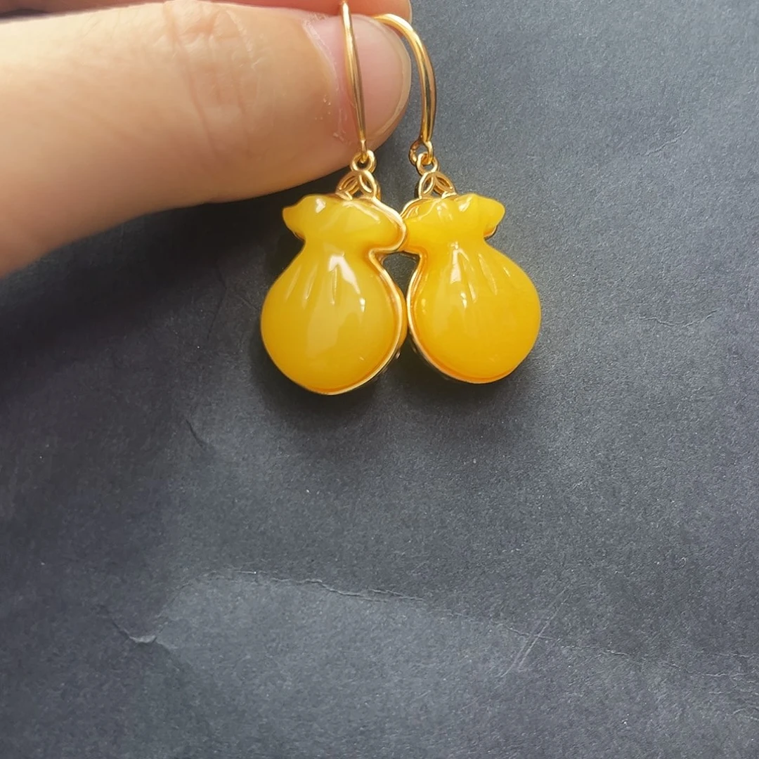 未镶嵌琥珀耳饰蜜蜡耳坠