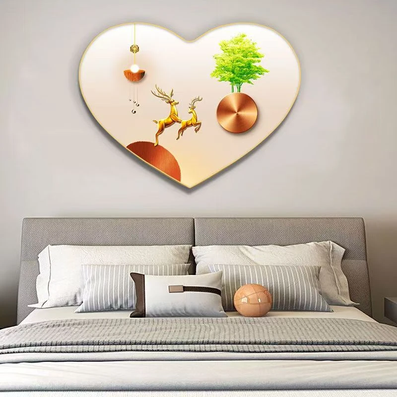 床头装饰画现代高级轻奢爱心温馨主卧网红中式浪漫装饰卧室装饰品