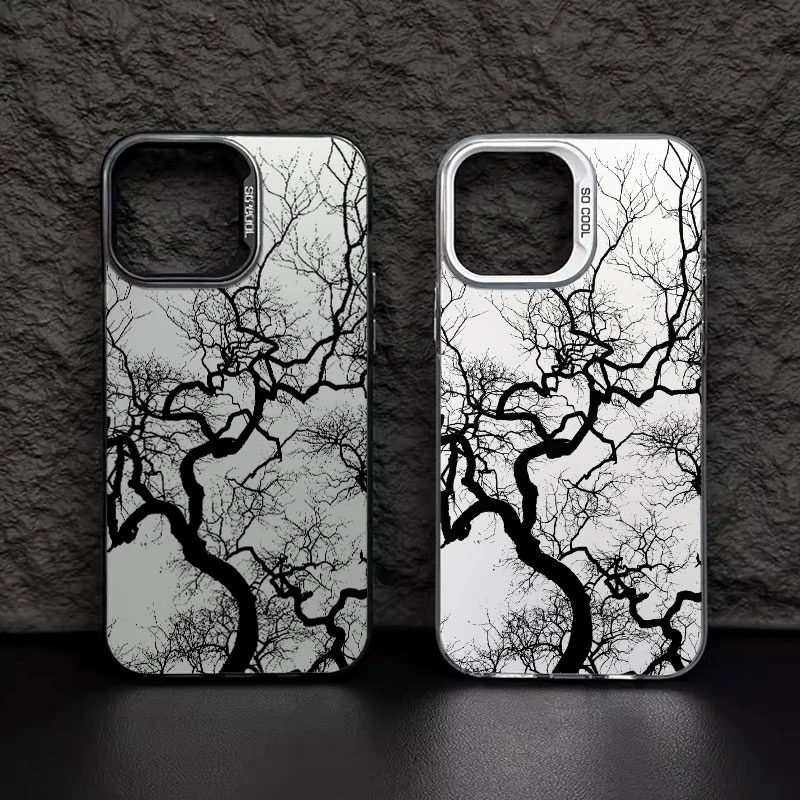 ins简约枯树适用苹果16pro手机壳15/14华为pura70小米彩银oppo