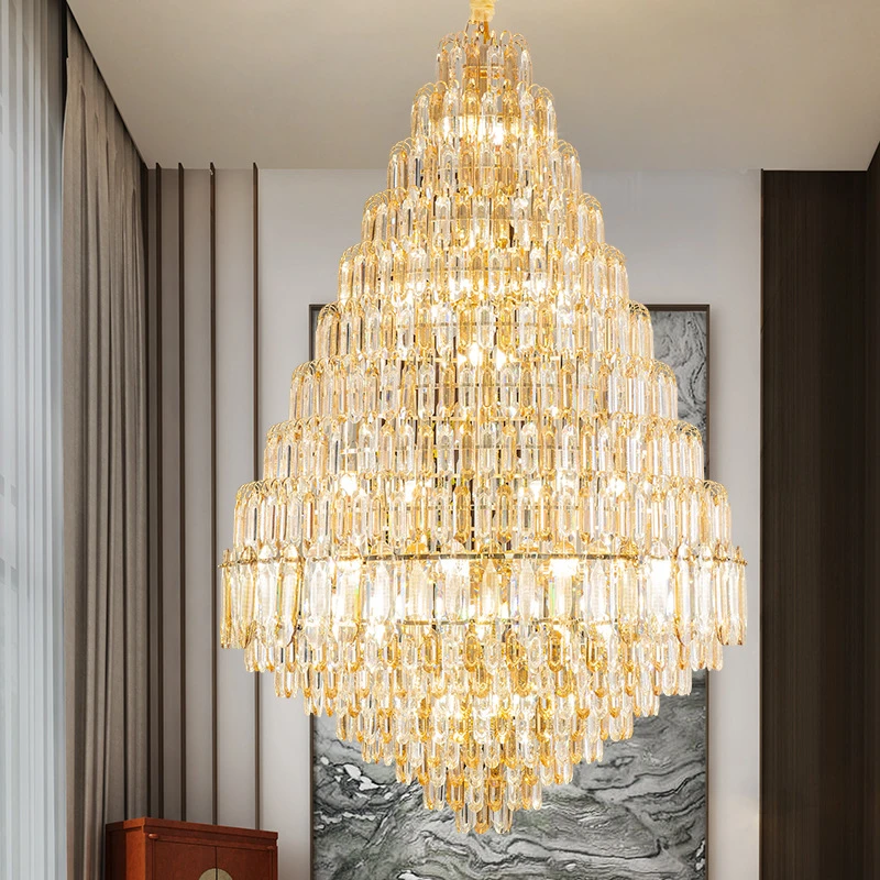 设计师款欧式复式别墅阁楼大厅水晶大吊灯高端酒店KTV大堂工程灯