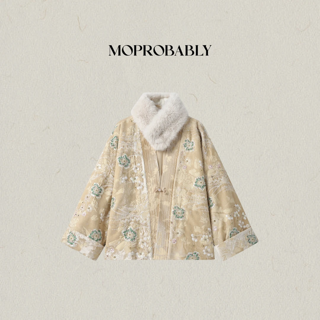 Moprobably李予诺「中式美学」新中式国风加厚刺绣钉珠棉服L5461004