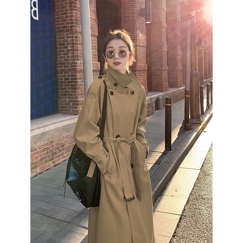 风衣外套女中长款2025秋冬季新款韩版小个子气质高级感卡其色大衣