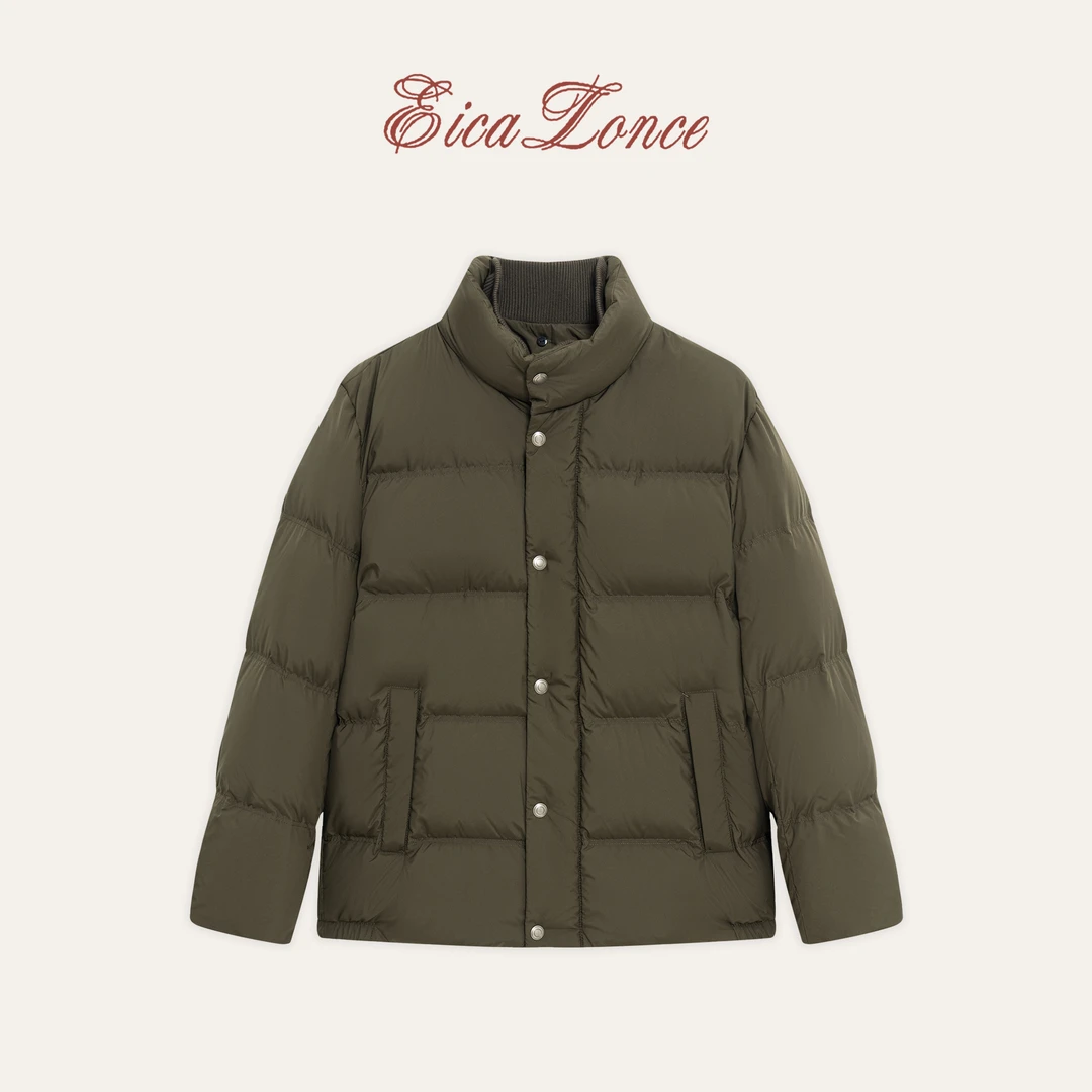 意卡伦萨 秋冬新款 重磅抗寒90白鹅绒假两件拼接羽绒服