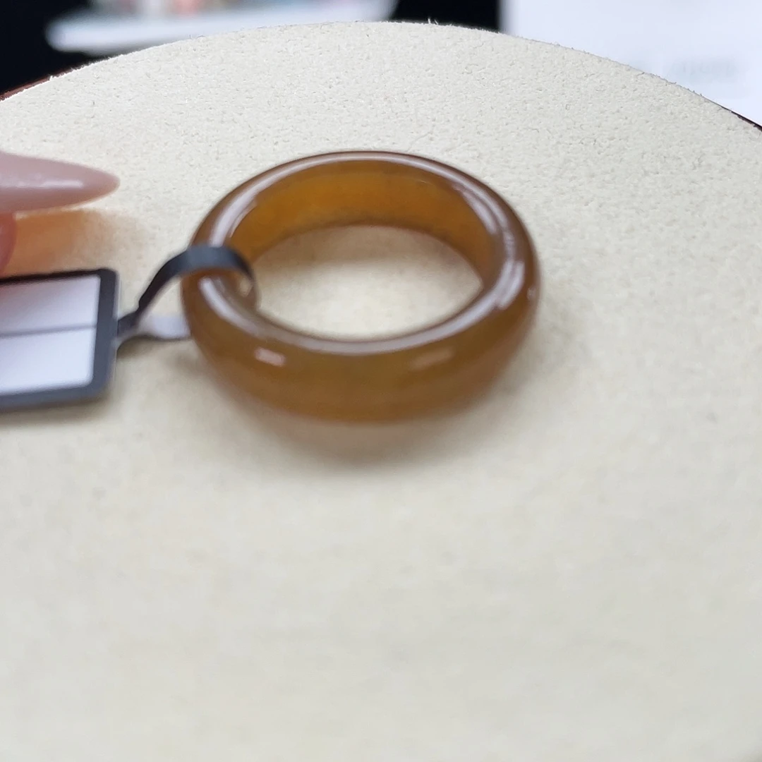 和田玉未镶嵌戒指P39糖色细条16.9不退换