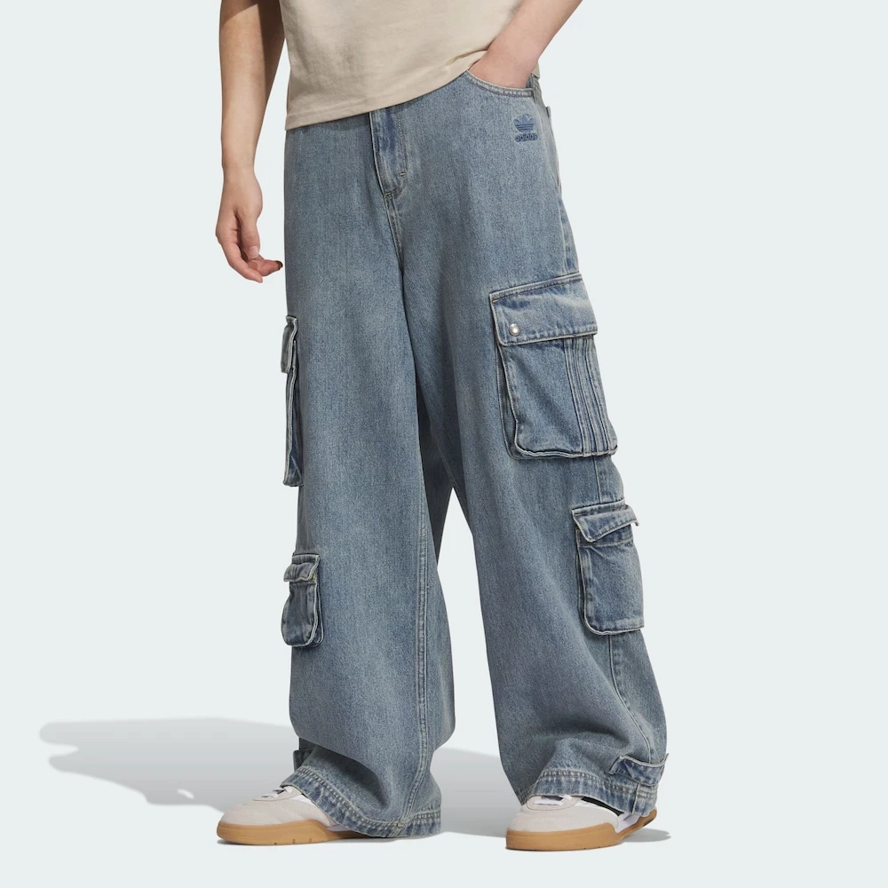 【玖伍AD专享】三叶草蛇年新款工装宽松牛仔运动裤JY0204