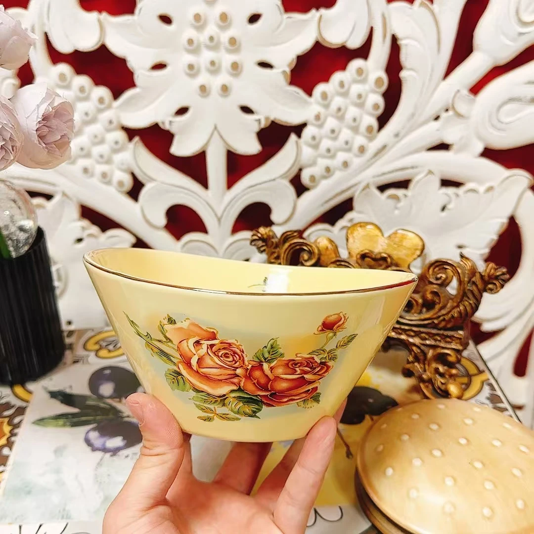 M19陶瓷复古碗欧式咖啡杯茶杯手工高档韩式釉下彩6.5英寸一个装