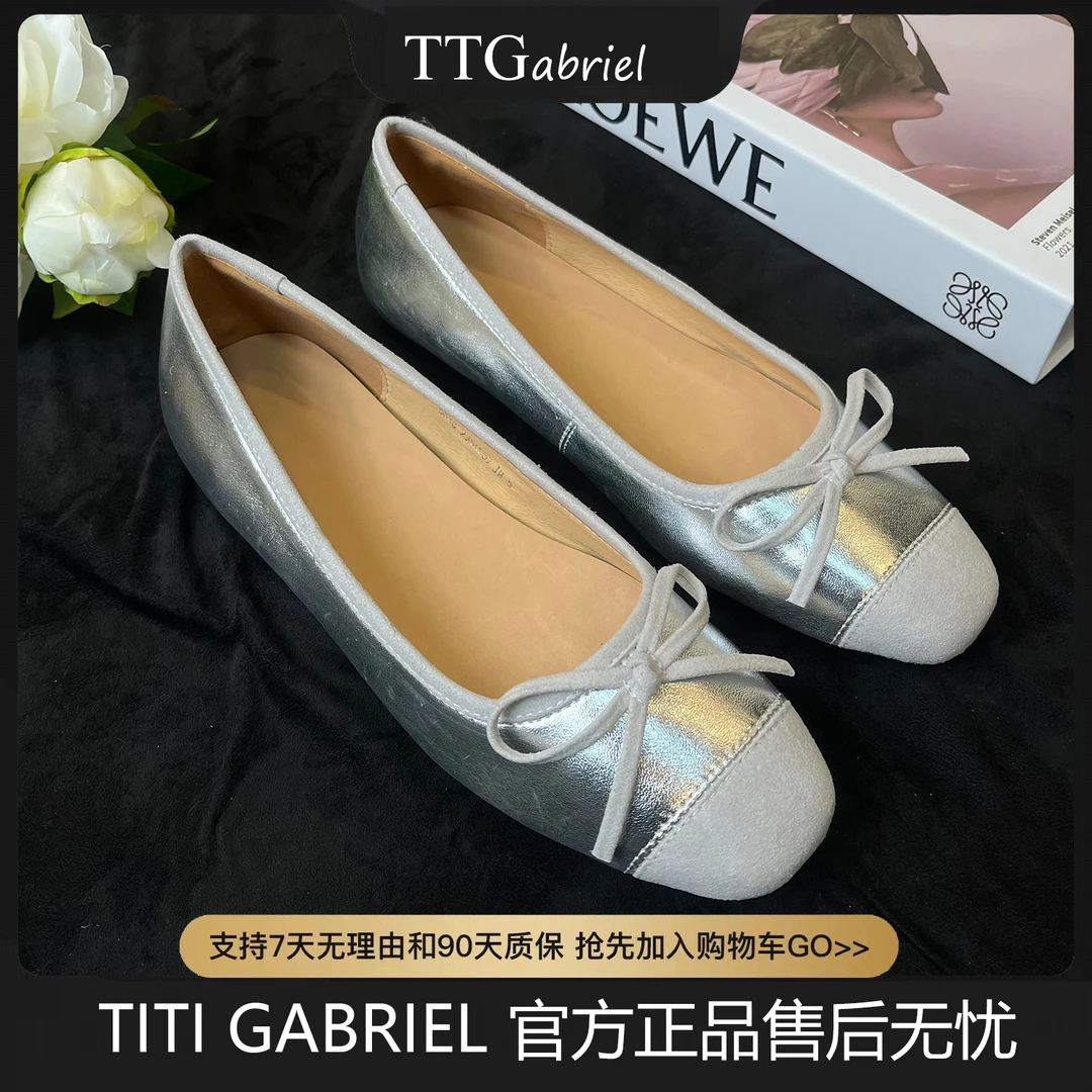 TTG2025春新款真皮淑女款蝴蝶结小香风低跟浅口女单鞋9616