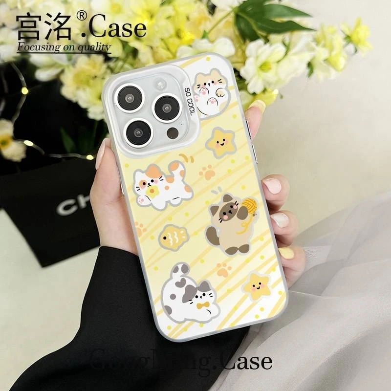 星星鱼四只小狗彩银壳适用于iPhoneiPhone苹果16手机壳华为oppo小
