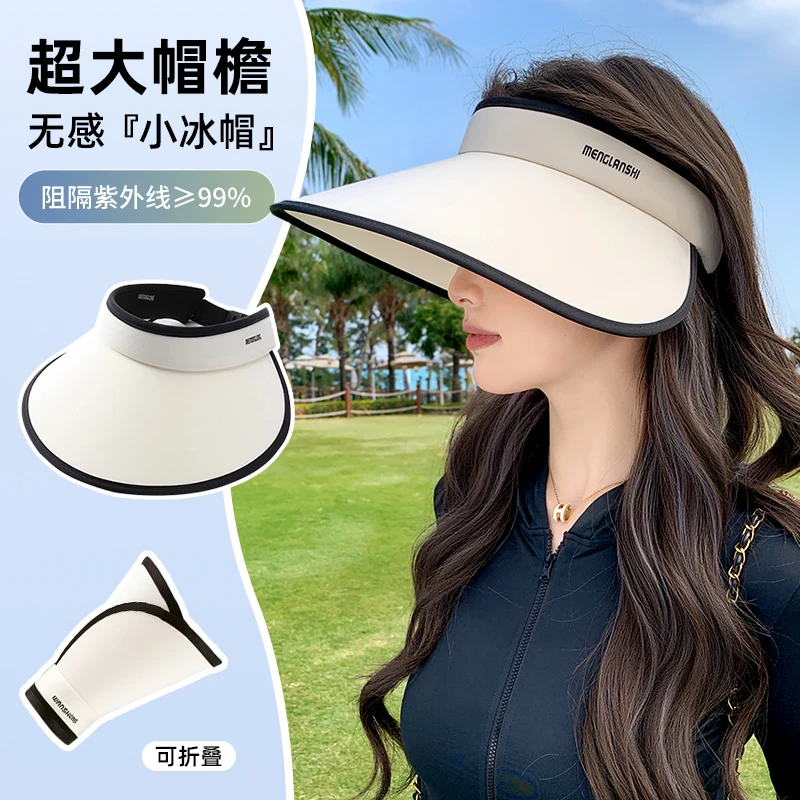 空顶防晒帽女防紫外线夏2025新款遮阳帽户外遮全脸大帽檐太阳帽子