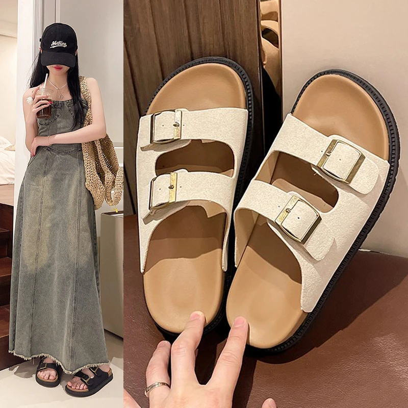 网红博肯拖鞋女外穿2025春夏单款新款厚底拖鞋女钓鱼防滑博肯半拖