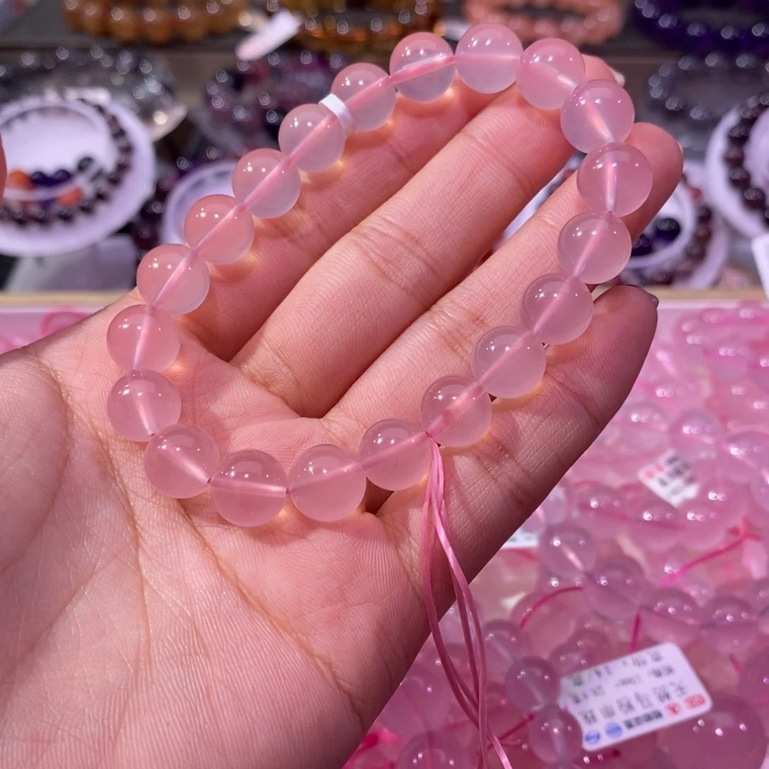 水晶手链未镶嵌高货粉晶10+