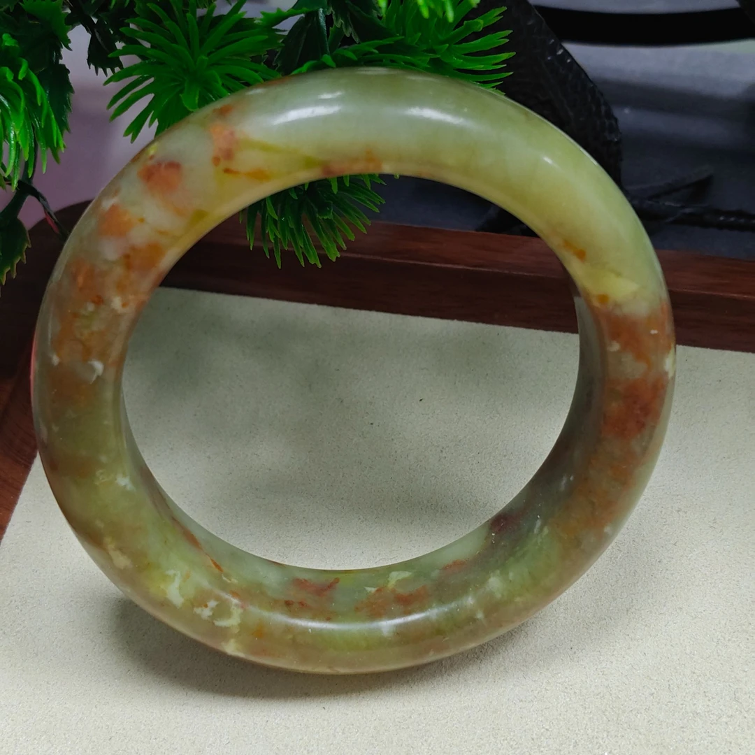 天然红花玉玉石珠宝手镯