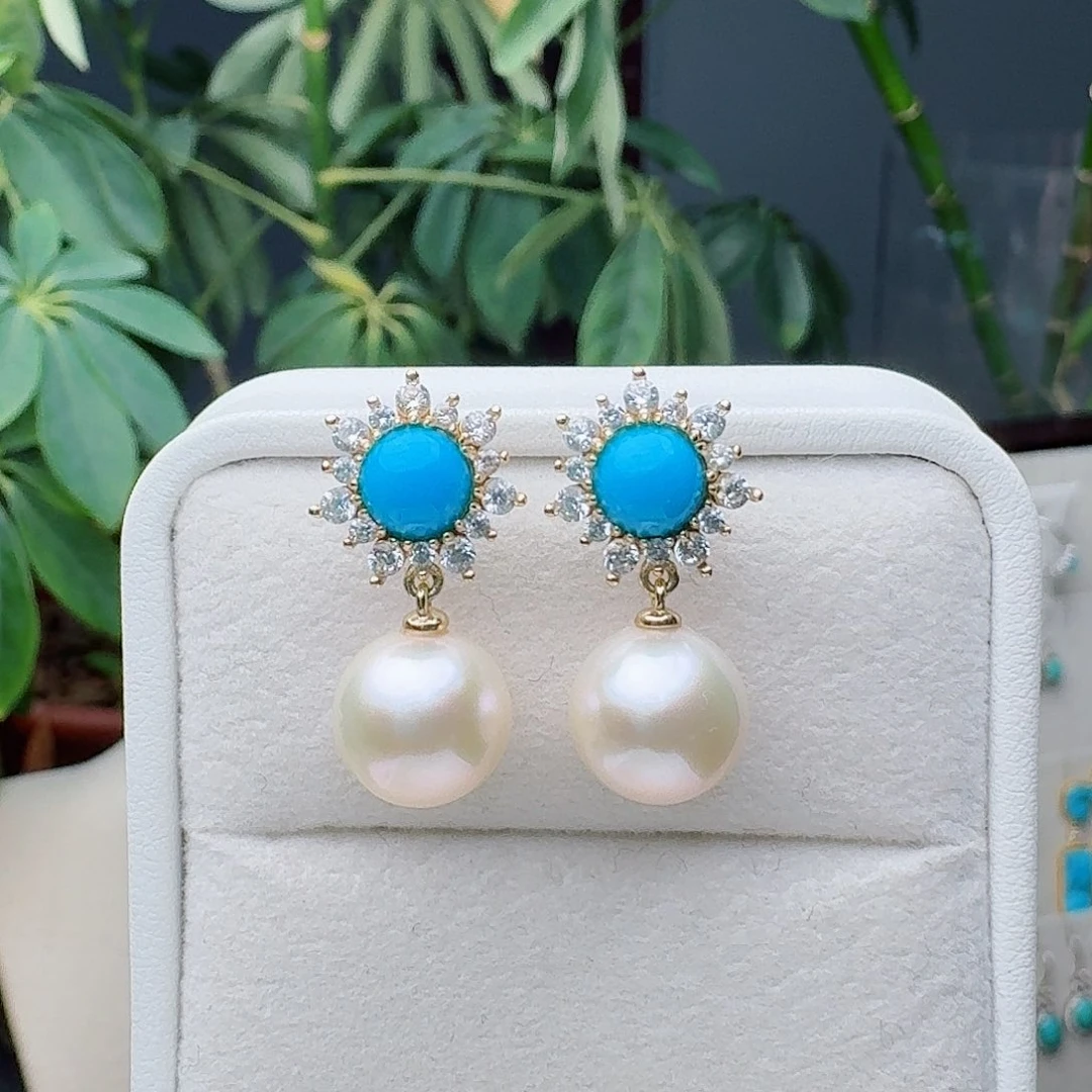 绿松石未镶嵌耳饰耳环