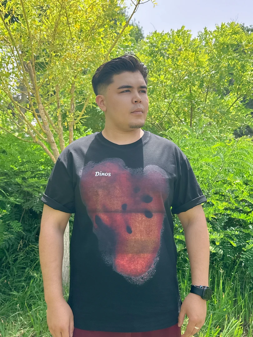 2025款005水洗T恤烟火印花短袖做旧夏季圆领复古印花黑色宽松