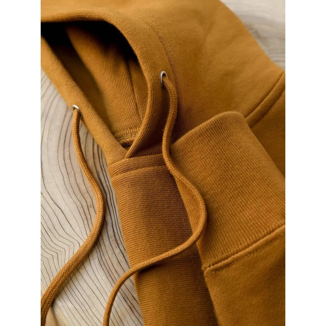 460g重磅覆古棕色加绒连帽卫衣长袖男女南瓜色宽松保暖上衣秋冬季