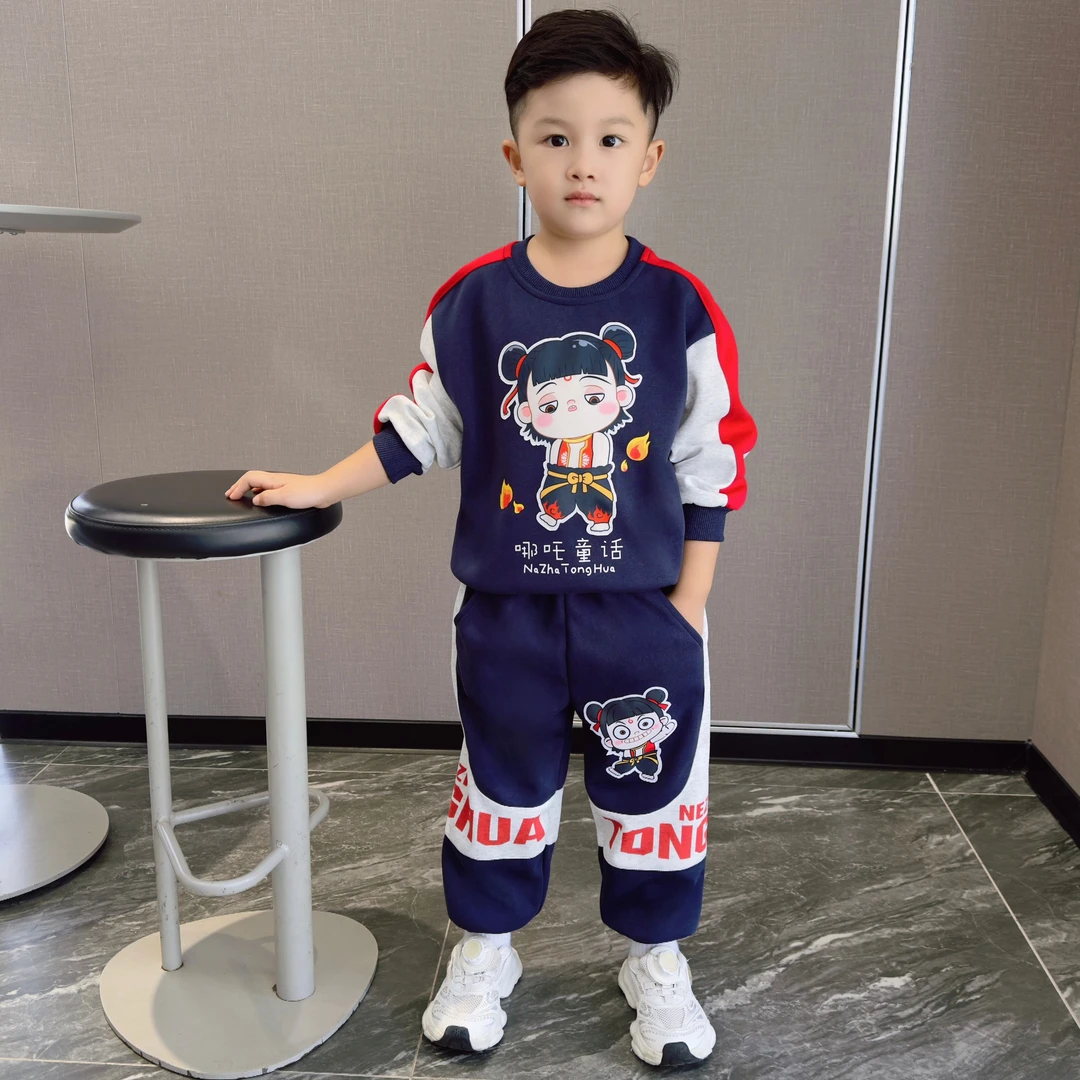 男童秋装哪吒2025新款春秋儿童卫衣套装小男孩发光带亮灯男宝衣服