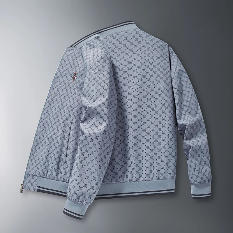 2025秋季新款男士潮流时尚防风小蜜蜂立领刺绣商务休闲外套男夹克