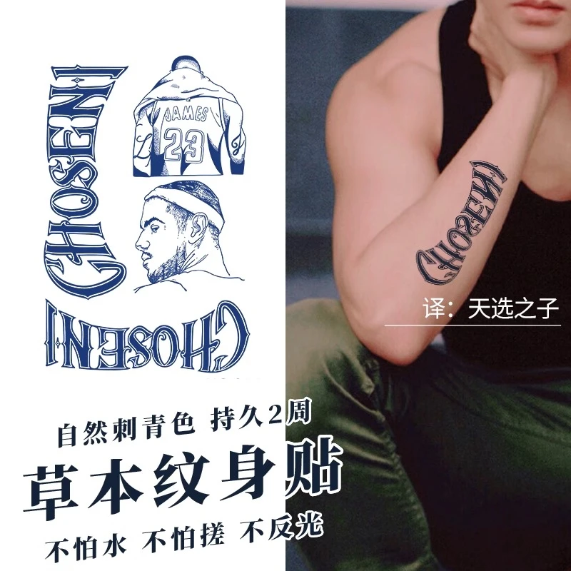 草本NBA球星詹姆斯纹身贴刺青仿真洗不掉搓不掉炫酷时尚男款贴纸