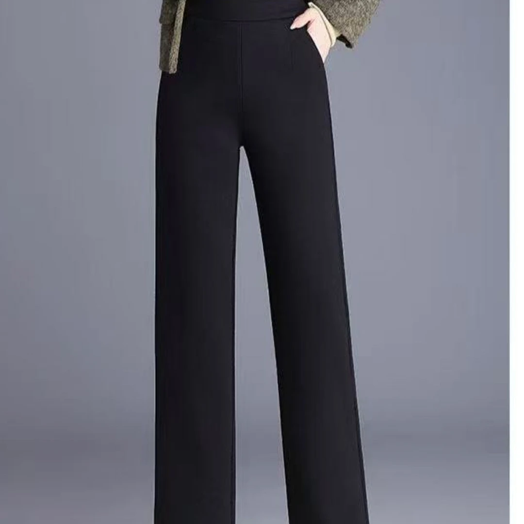 2025秋冬新品加绒窄版阔腿裤不毛不卷不起球显高显瘦遮瑕疵腿