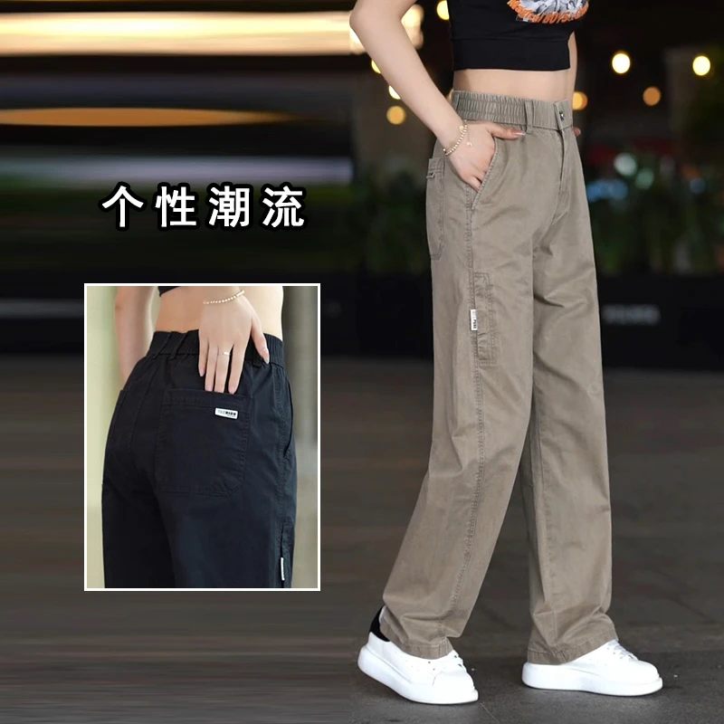 夏季薄款休闲裤男款时尚韩版舒适纯棉运动长裤潮流宽松阔腿拖地裤