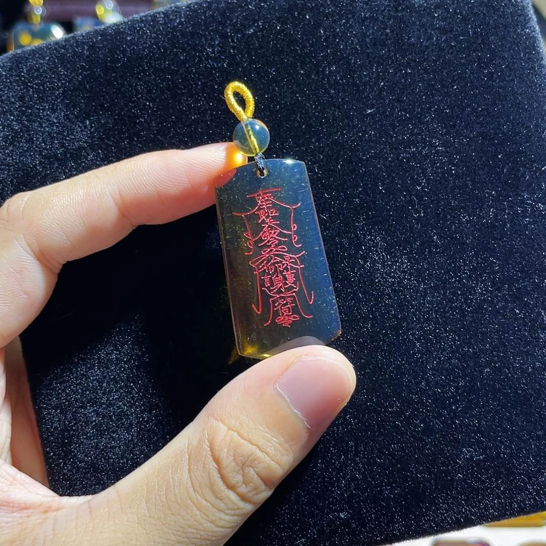 琥珀颈饰未镶嵌蓝珀净水护身符吊坠