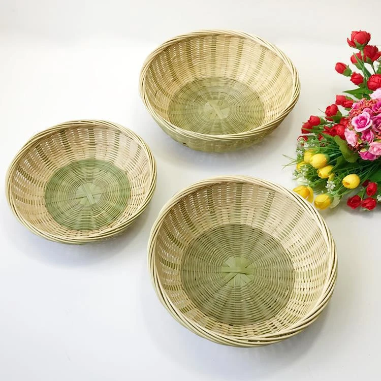 手工竹编制品竹篮子竹筛水果篮子收纳筐圆形竹簸箕农家用竹筐