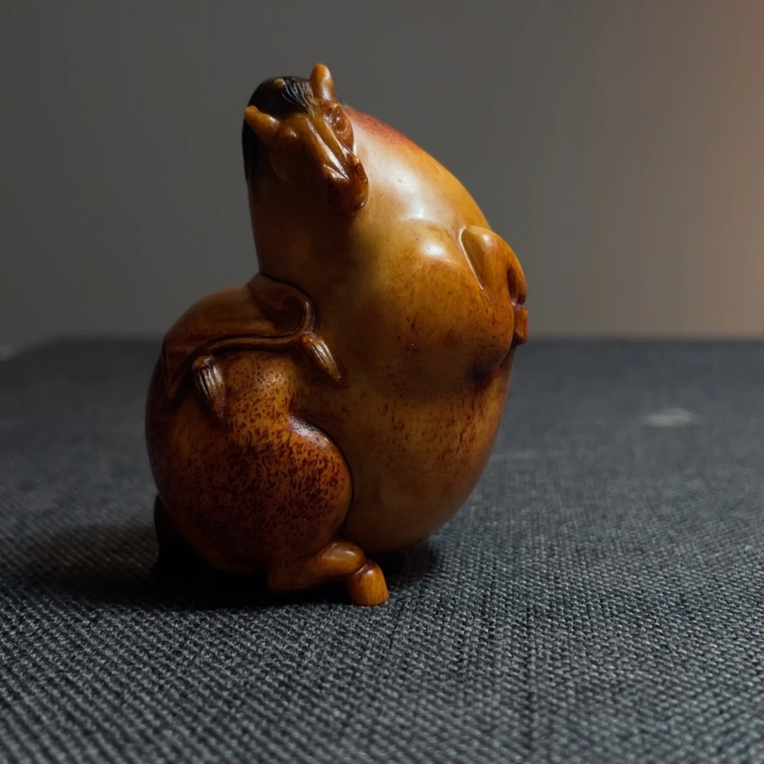 风***陽木质鹿角雕刻摆件手工艺