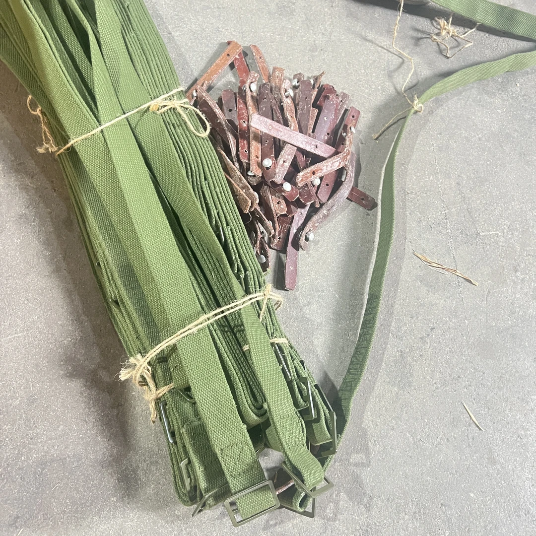 正品库存新双头牛皮帆布背带