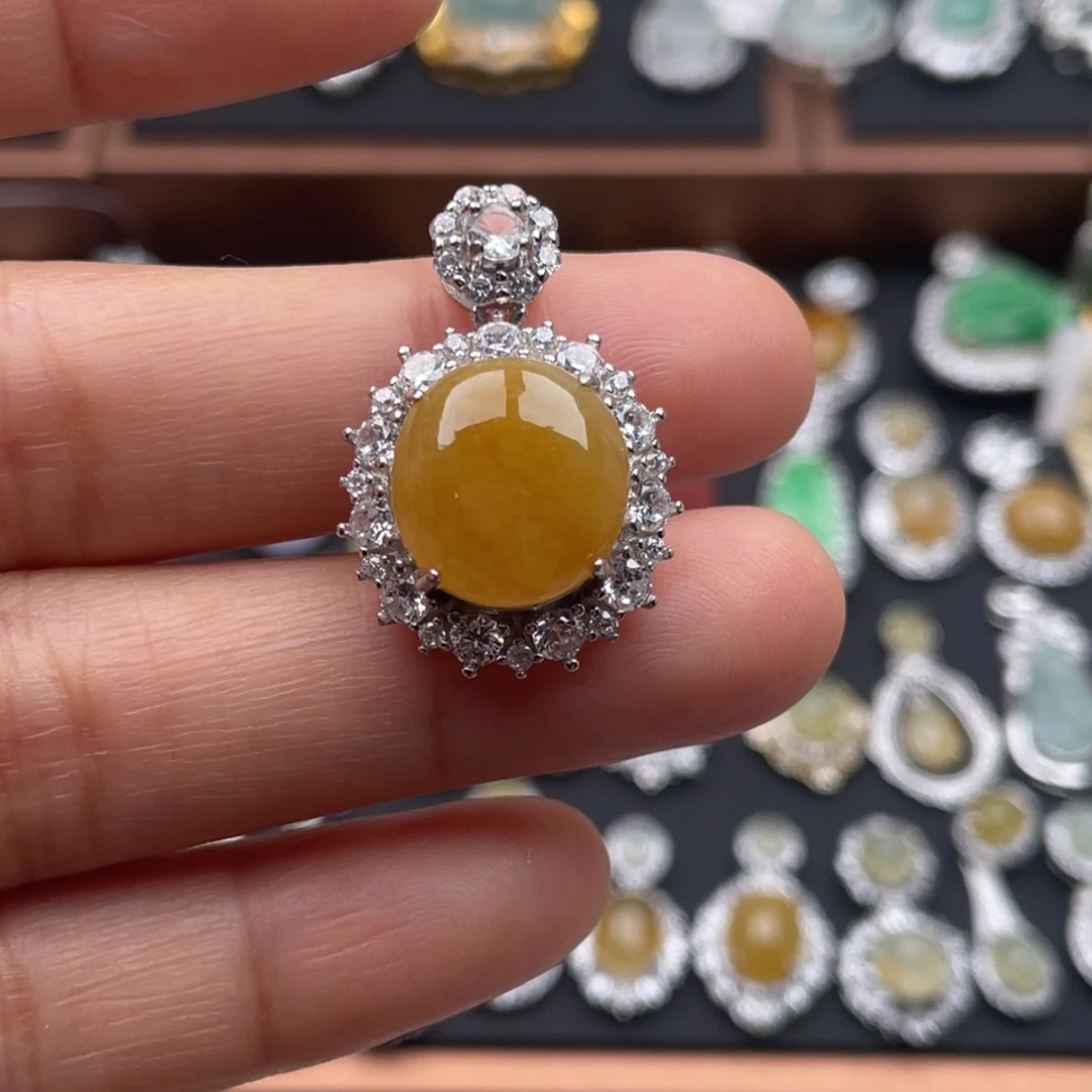 翡翠银S925镶嵌吊坠(不含链)