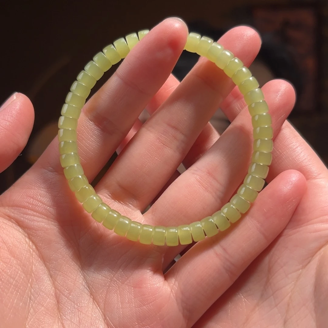 未镶嵌手串和田玉黄口药片直切6mm330