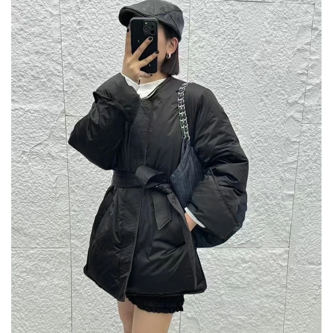 新中式改良黑色系带棉服女冬季小众复古新款棉衣独特超好看外套潮