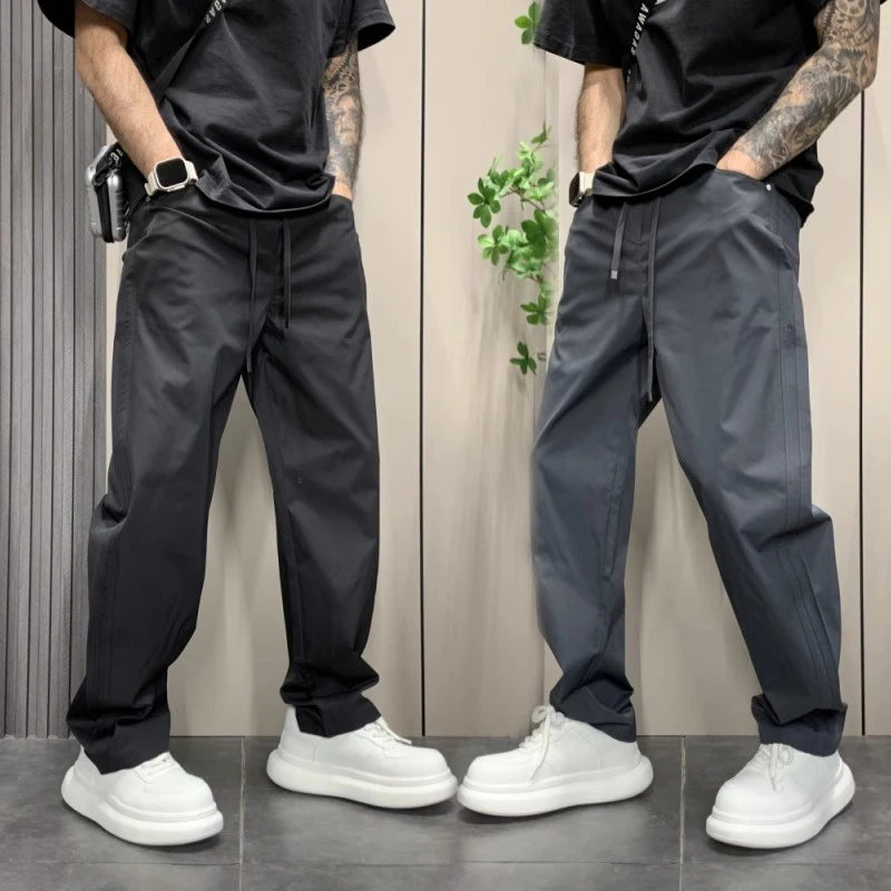 2025新款美式复古休闲裤男宽松直筒阔腿运动卫裤潮牌百搭长裤子