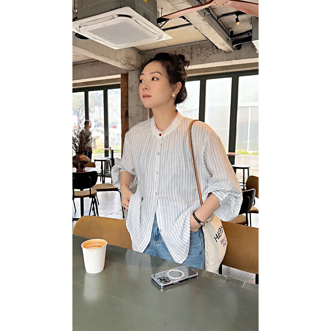 苏安家｜“海边假日” 美是一种感觉 亚麻天丝色织工艺夏日防晒衬衫