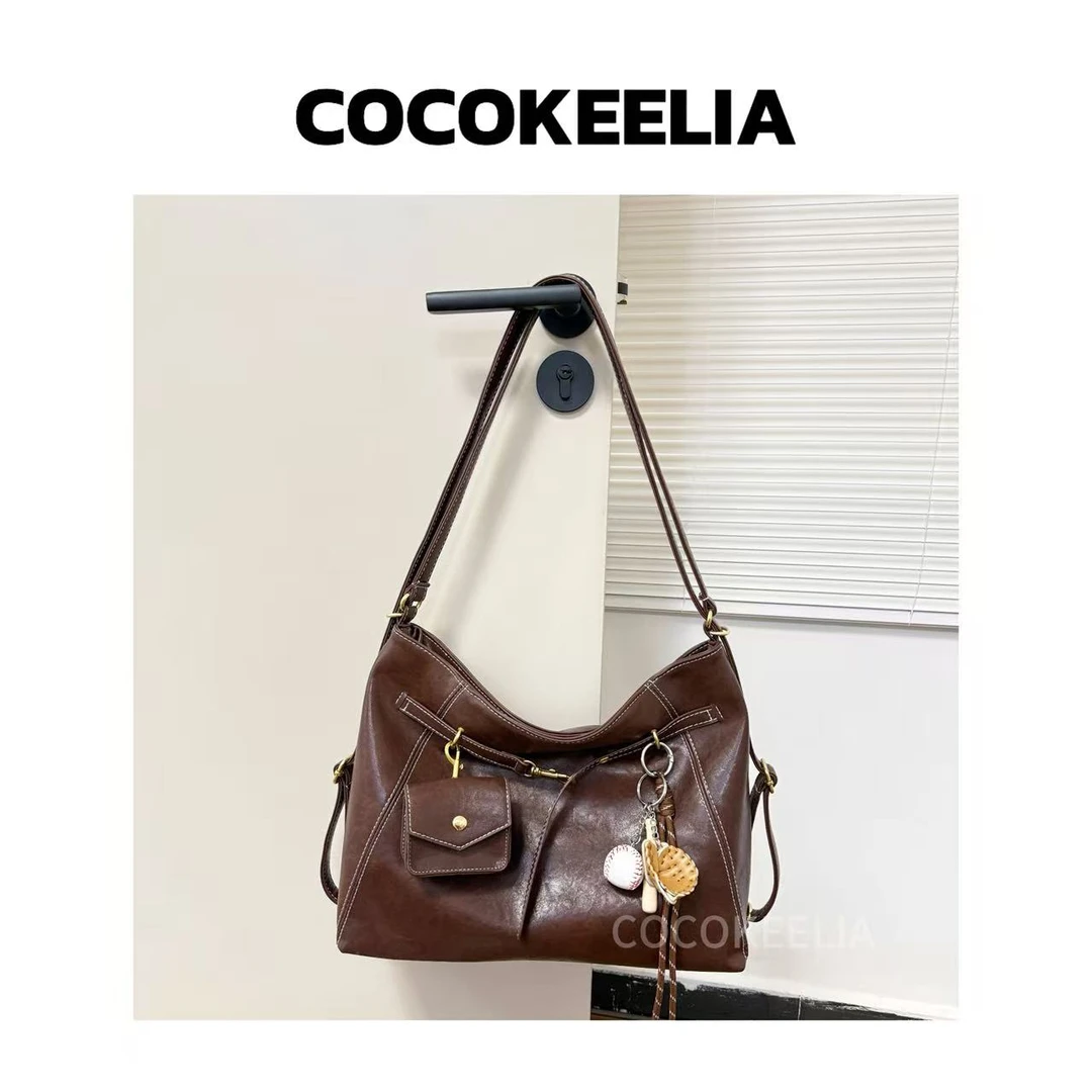 四背大容量包包女2025秋冬新款潮时尚复古通勤秋冬单肩腋下托特包