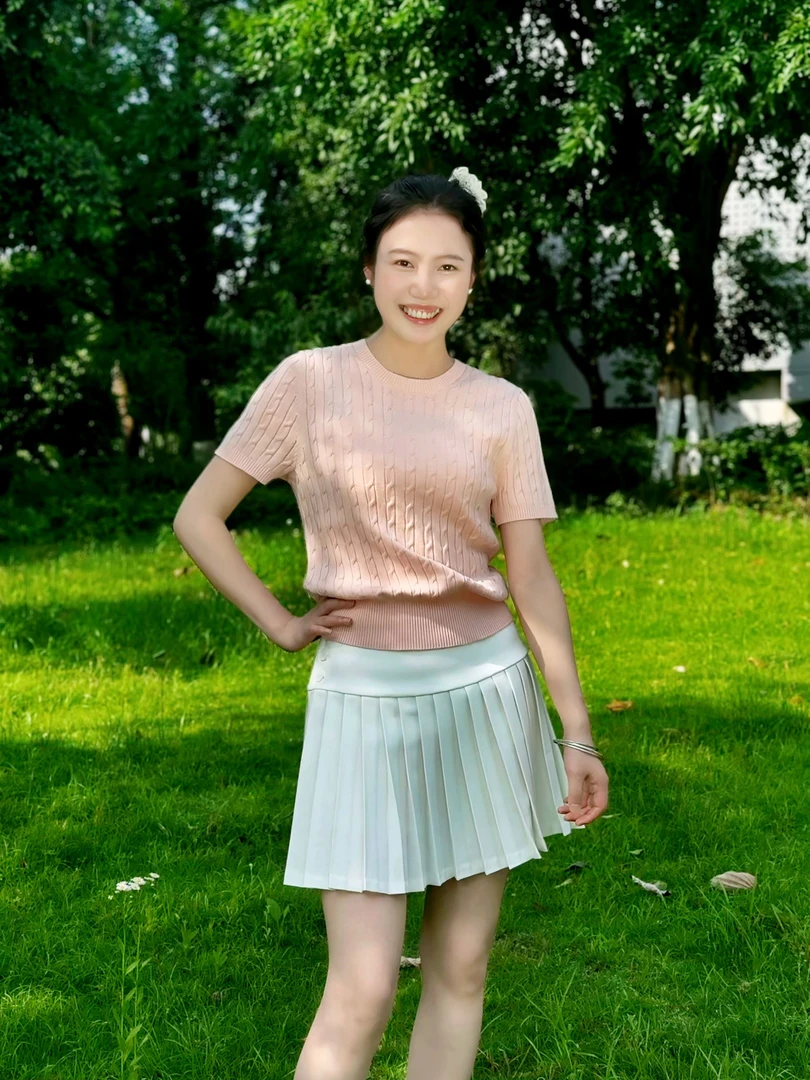 短袖圆领修身夏季不褪色毛针织衫休闲贝果复古风