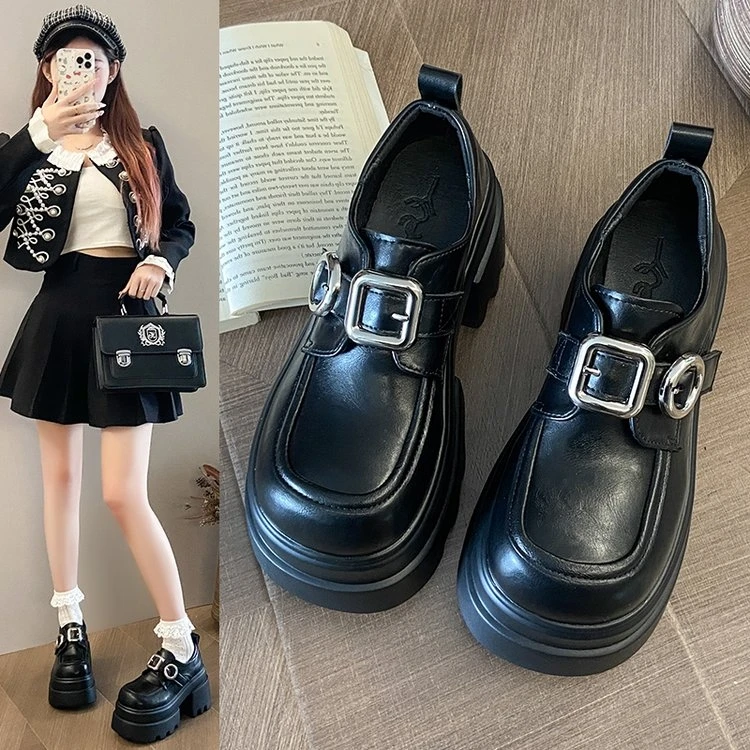10cm厚底小个子英伦风复古学院小皮鞋时尚厚底百搭春季日系乐福鞋