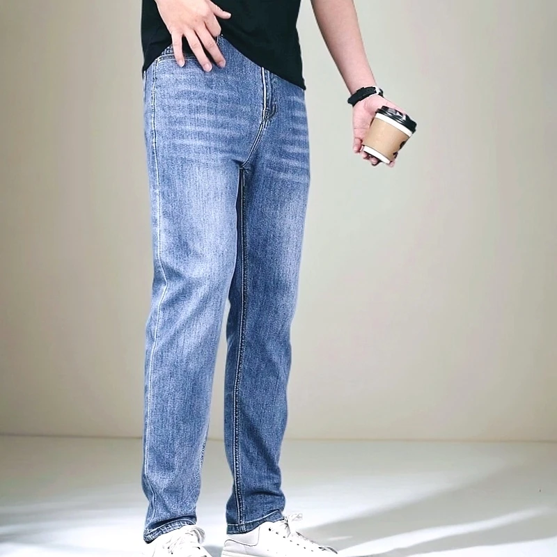 秋冬宽松微哈伦弹力牛仔裤