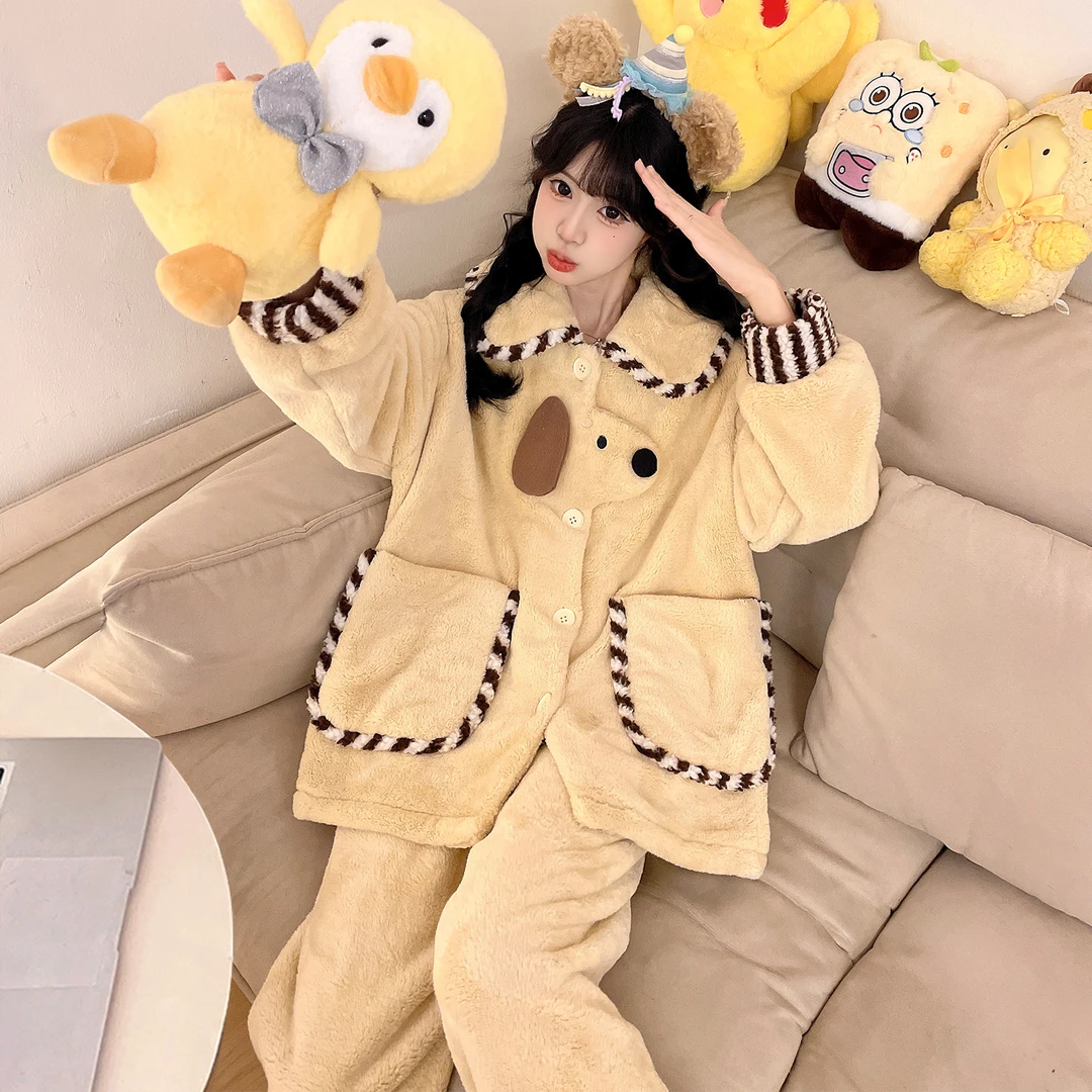 加绒加厚法兰绒秋冬季睡衣女款爆款2025新款珊瑚绒家居服保暖套装