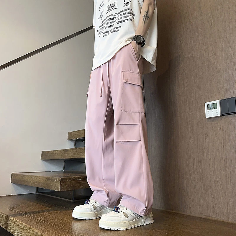 休闲裤男女款春秋宽松垂感直筒长裤抽绳潮牌美式百搭工装裤