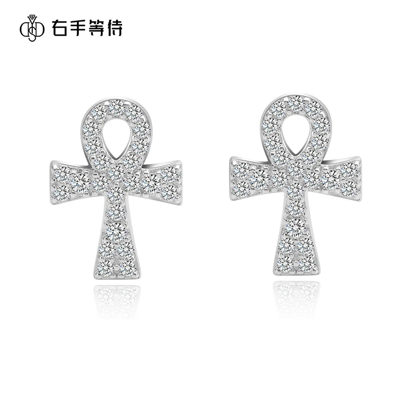 右手等待 925银莫桑石耳饰 【少女的祈祷】时尚个性减龄满钻耳钉