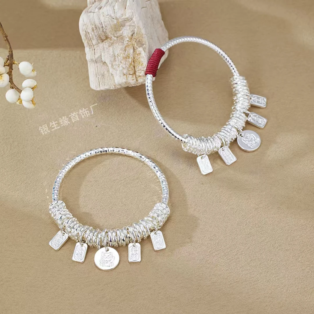 SZ112凤祥足银  招财盘缠手镯