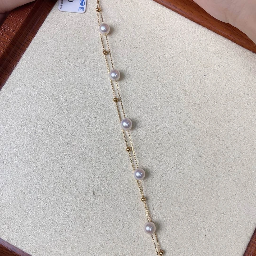 18K金镶嵌手链海水珍珠