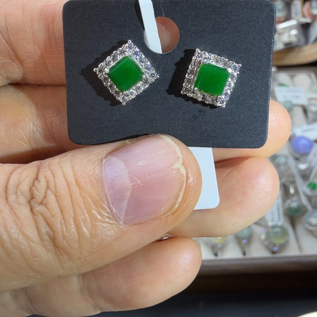 翡翠银S925镶嵌戒指天然缅甸翡翠a货