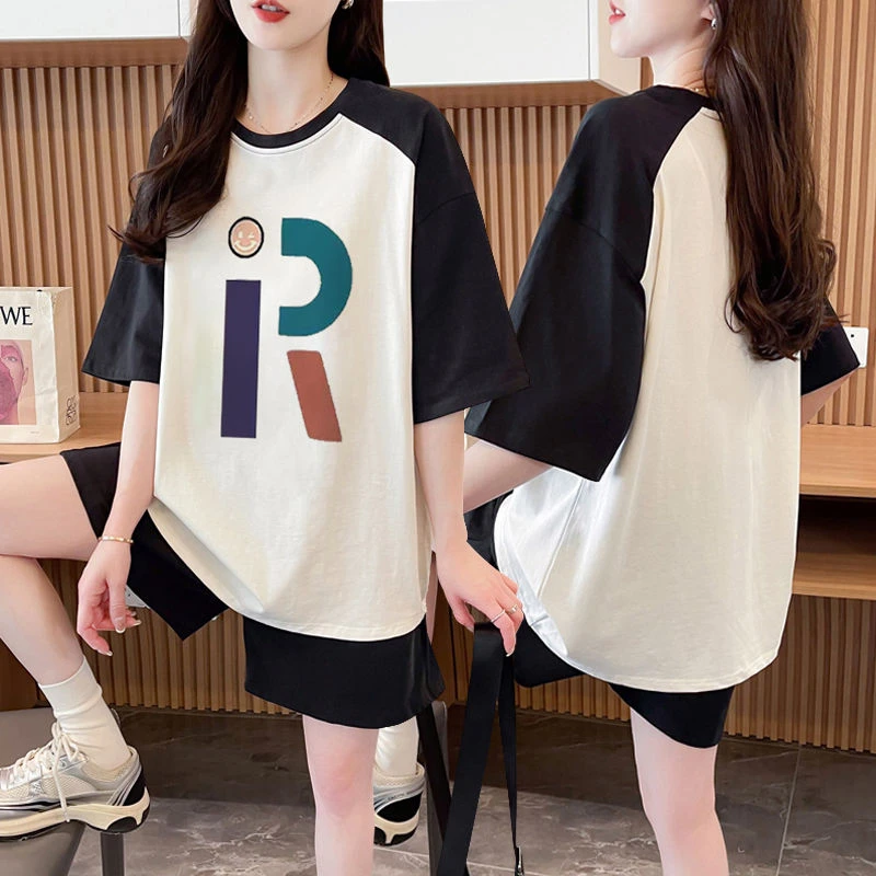 外穿大码小众时尚纯棉高质量运动套装女2025夏季新款短袖短裤套装