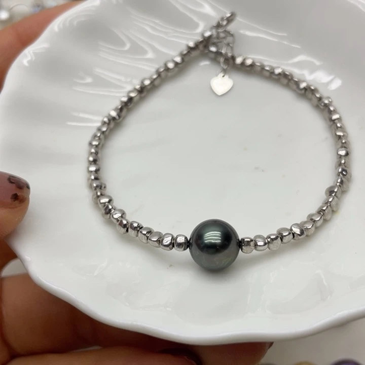 海水珍珠手链银S925镶嵌