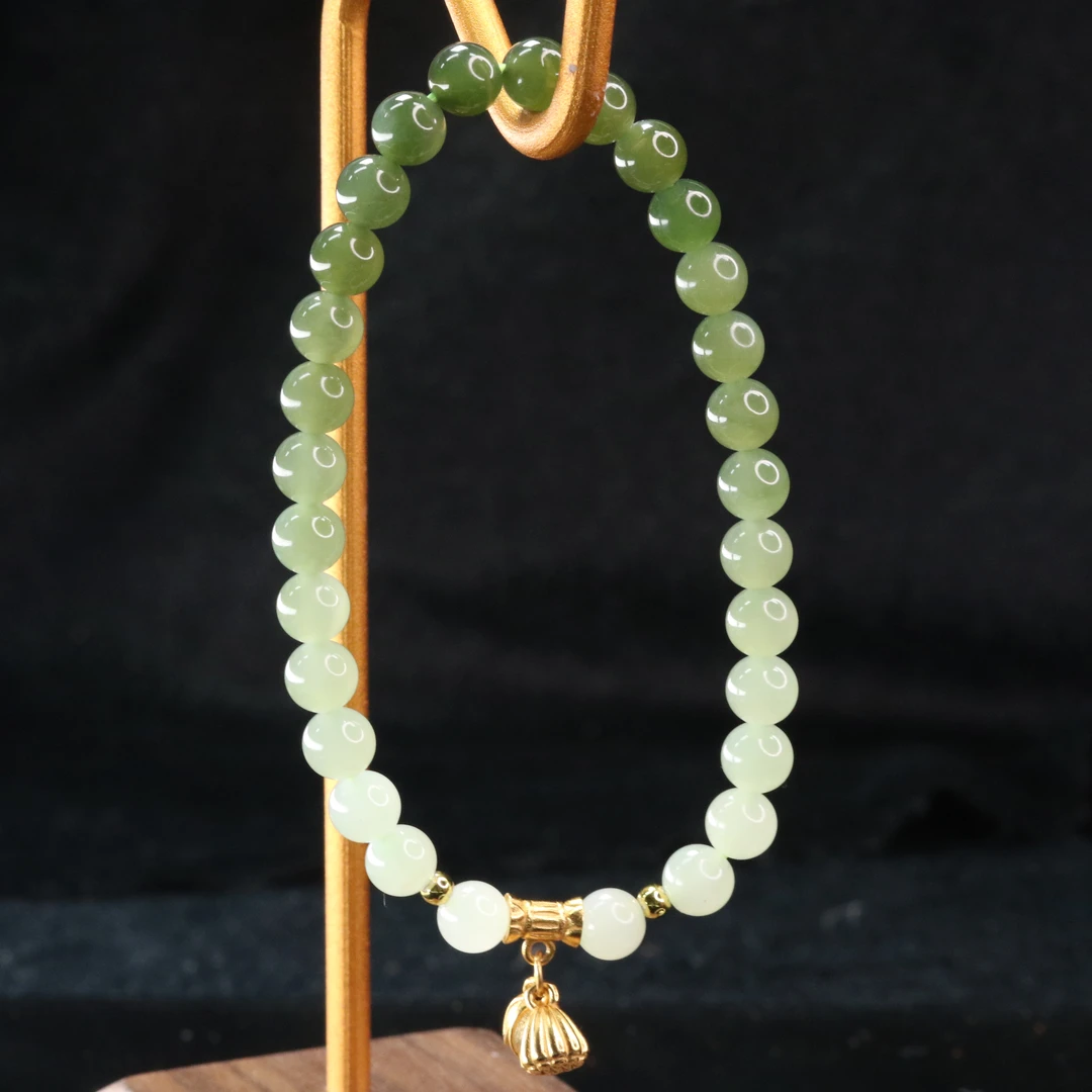 1和田玉S925渐变DIY手串/501115上海嘉禾拍卖